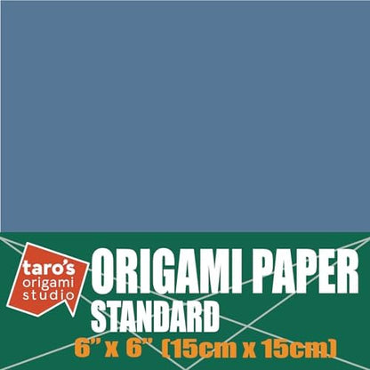 [Taro's Origami Studio] Standard 6 Inch One Sided Single Color (Blue Grey) 50 Sheets (All Same Color) Square Easy Fold Premium Japanese Paper for Beginner (Made in Japan) - Image 2