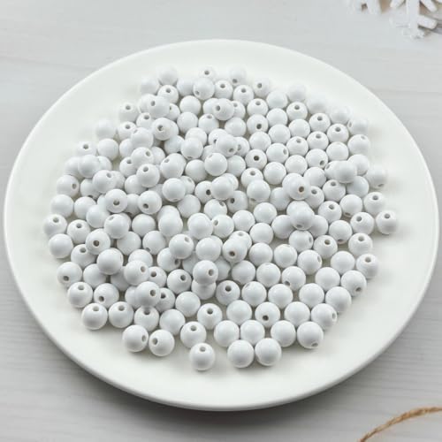 200pcs Acrylic Round Beads for Crafts 10mm Resin Candy Color Spacer Beads with Hole for Jewelry Making Sewing Crafts Decoration Necklaces Bracelets Earrings Supplies(White) - Image 2