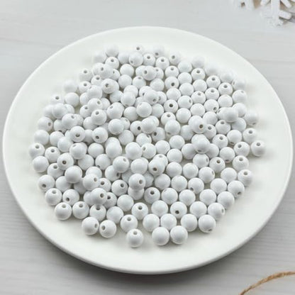 200pcs Acrylic Round Beads for Crafts 10mm Resin Candy Color Spacer Beads with Hole for Jewelry Making Sewing Crafts Decoration Necklaces Bracelets Earrings Supplies(White) - Image 2