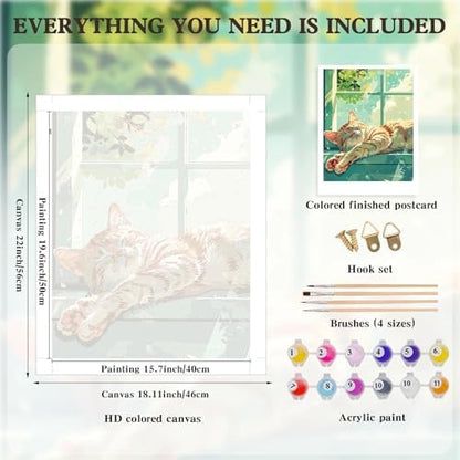 Alptiny Sleeping Cat Paint by Numbers Kit for Adults Beginner, 16x20 Inch - Image 5