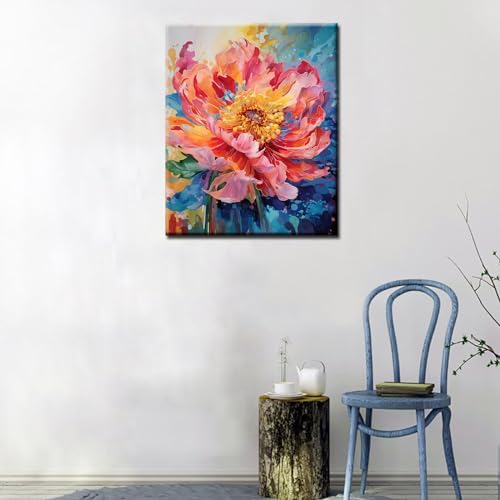 Beautiful Blossom Floral Paint by Number for Adult and Kids Beginner,Pink Petal Canvas Oil Painting Kit Digital Painting，Vintage Watercolor Living Room Decoration，（Without Frame） - Image 3