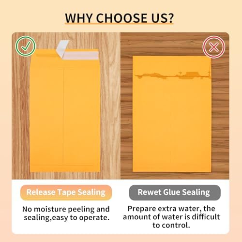 Joyberg 6x9 Envelopes Self Seal, Yellow Envelopes 6x9 Printable, Catalog Mailing Envelopes 6 x 9 Tear Resistant, Kraft Envelope for Mailing Letters, Documents, Photos, Invitation Cards - Image 3