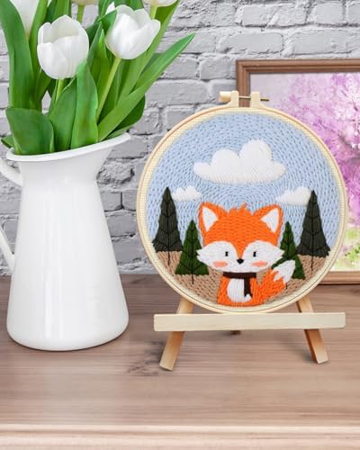 ERKOON Punch Needle Kit for Beginners Adults, DIY Easy Animal Embroidery Set for Starter Art Craft, Needling Punch Project with Patterns, Tools, Yarns, Hoop, Instruction (Fox) - Image 6