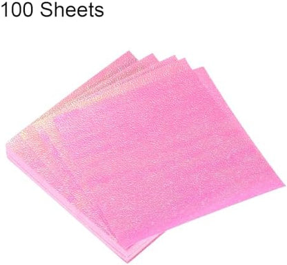 MECCANIXITY 100 Sheet Glitter Origami Paper 4x4 Inch Shiny Sparkly Square Folding Sheet 10x10cm Iridescent Paper for DIY Art, Craft Decor, Pink - Image 3