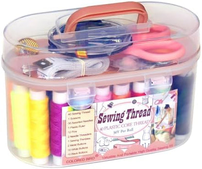 40 Spools of Sewing Thread,Gift Box Portable Basic Sewing Repair Kits (Orange) by COLORED+BIRD
