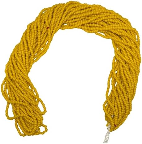 11/0 Glass Seed Beads, 12 String Hanks, Small Craft Beads, 2 mm (Matte Yellow) by Unknown