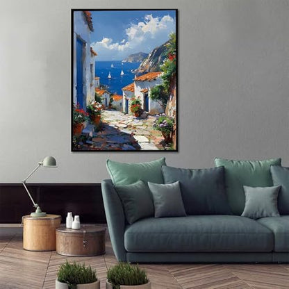 Sea Paint by Numbers Kit for Adults Architecture Paint by Numbers on Canvas, DIY Acrylic Oil Painting Kits for Adults Beginners with Brushes, Hobbies for Women for Home Wall Decor Gifts 12x16 in 3-6 - Image 2