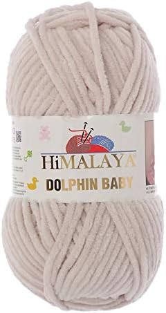 5 Skein/Pack Himalaya Dolphin Baby Chenille Yarn, Each Ball 100 gr (3.5 oz), 120 m (132 Yards), 100% Polyester, Super Bulky Baby Blanket Velvet Amigurumi Yarn, 80342 - Light Beige