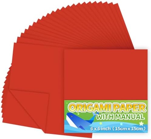 Praisebank Red Origami Paper, 220pcs 6x6 inch, Double Sided Color, Origami Paper Kit for Crafts, Origami Kit. by Praisebank