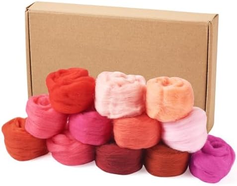 60G Needle Felting Wool Red Wool Roving for Needle Felting Multicolor Soft Spinning Wool Bulk for Felting DIY Crafts Hand Spinning Supplies - Image 7