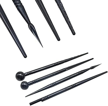 4 Pieces Black Plastic Double-Headed Clay Sculpting Tools Indentation Pen Pottery Sculpture Tool Cake Fondant Decoration Tool - Image 3