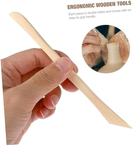 HOMSFOU -in-1 Pottery Kit 14-in-1 Clay Tools Set Wooden Metal Sculpture Tools for Artistic Creation - Image 4