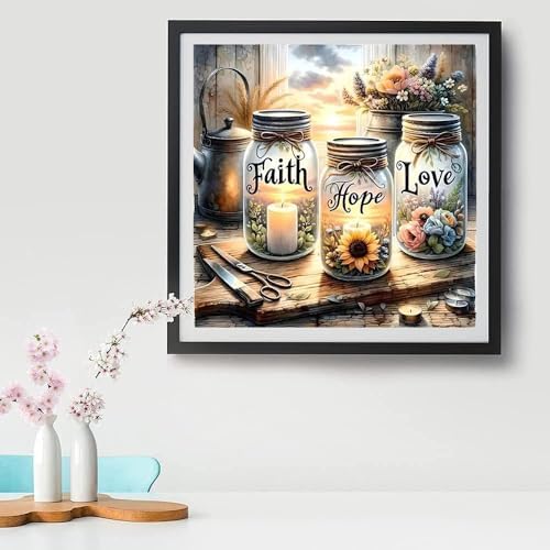 VIGEGU Faith,Hope,Love Paint by Numbers Kit for Adults with Frame - Image 2