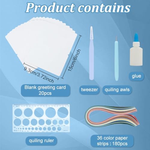 WEBEEDY Paper Quilling Kit 20 Sets Flower Card Quilling Kit with Paper Quilling Strips Tools Paper Quilling Set DIY Handmade Arts Crafts Christmas Valentine's Day Birthday Gifts - Image 2