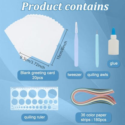 WEBEEDY Paper Quilling Kit 20 Sets Flower Card Quilling Kit with Paper Quilling Strips Tools Paper Quilling Set DIY Handmade Arts Crafts Christmas Valentine's Day Birthday Gifts - Image 2