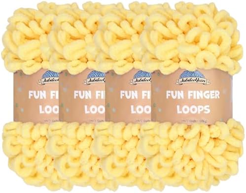 JubileeYarn Fun Finger Loops Yarn - Light Buttercream - 4 Skeins by BambooMN