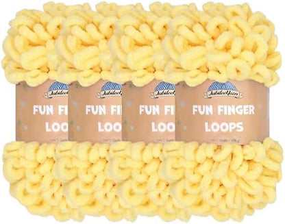 JubileeYarn Fun Finger Loops Yarn - Light Buttercream - 4 Skeins by BambooMN