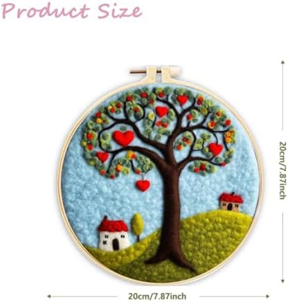 CaptainCrafts Needle Felting Kit, Wool Felt Supplies, Embroidery Hoops, Wool Painting Tools Needle Felting Starter Kit for DIY Decoration (Kindness Tree Warm Home) - Image 2