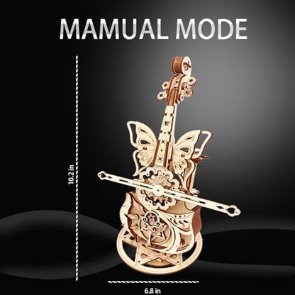 3D Wooden Puzzle for Adults Cool Cello Music Box DIY Model Wood Crafts Kits - Image 4
