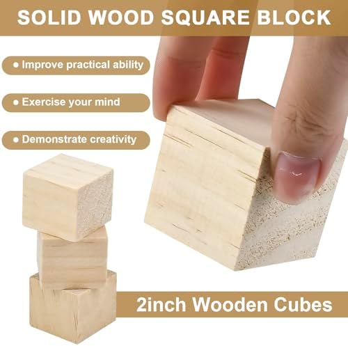 32 Pack Unfinished Wood Blocks, 2 Inch Solid Wood Cubes for Crafts - Image 4