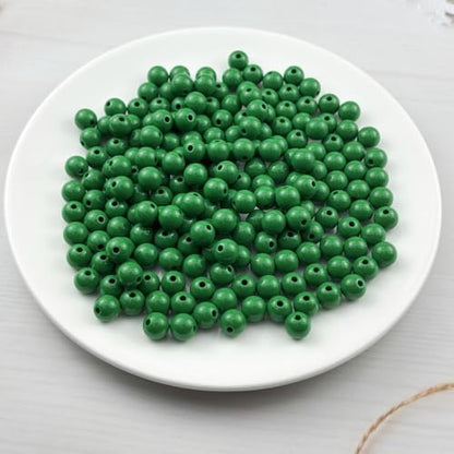 200pcs Acrylic Round Beads for Crafts 10mm Resin Candy Color Spacer Beads with Hole for Jewelry Making Sewing Crafts Decoration Necklaces Bracelets Earrings Supplies(Dark Green) - Image 2