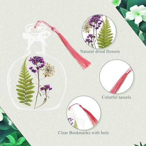 TaoBary 152 Pcs Dried Flower Bookmark Set DIY with Tassels, Pastel Color - Image 4