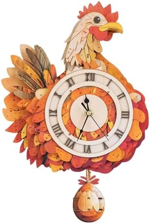 3D Puzzles for Adults, Cute Chicken Hen Wall Clock 3D Wooden Puzzles Clock Kits for DIY Birthday Gift for Women Men Home Decor Holiday Christmas by Jollitot