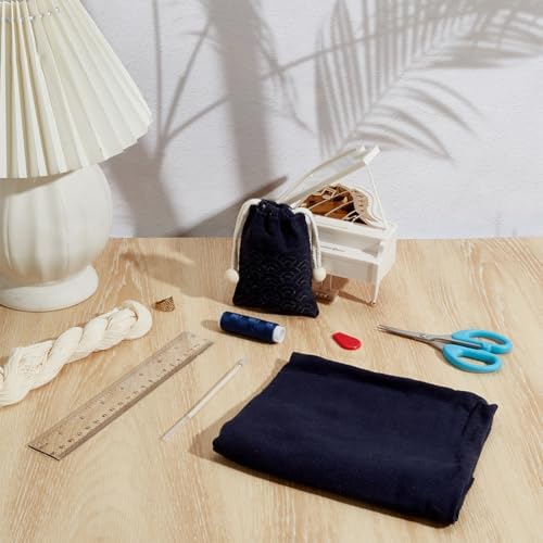 INFUNLY 3pcs Sashiko Drawstring Bag Kit DIY Sashiko Stencil Acrylic Template Kit Sewing Handbag Kits Wave Pattern Needlepoint Sewing Bag Kits with Instruction Cloth Needle Thread for Beginner Adults - Image 5