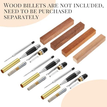 Colarr 12 Pack Woodturning Pen Kit Twist Ballpoint Pen Kit, Silver - Image 5
