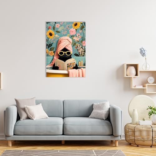 MAXBYE Paint by Numbers Kit for Adults with Frame and Wooden Easel, Easy Black Cat on Bathtub Painting Numbers Art Kits on Canvas, DIY Acrylic Painting Kit for Gift Home Wall Garden Decor 10×14 in - Image 4