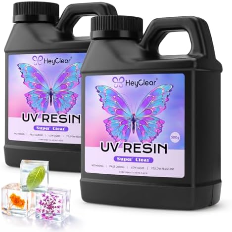 HeyClear 1000g UV Resin Kit Clear Bulk UV Epoxy Fast Curing for DIY Crafts by HeyClearResin