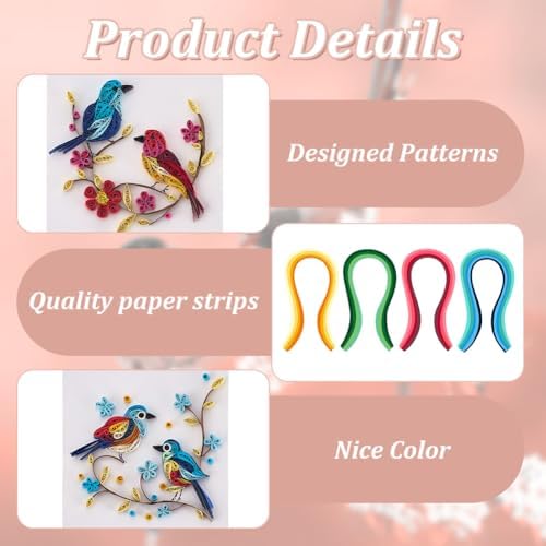 WEBEEDY 20 Sets DIY Bird Flower Quilling Greeting Card Kit Paper Quilling Kit for Adults Beginners 5 Styles Bird Love Greeting Card Making Kit with Instruction Valentine's Day Wedding Gift - Image 3