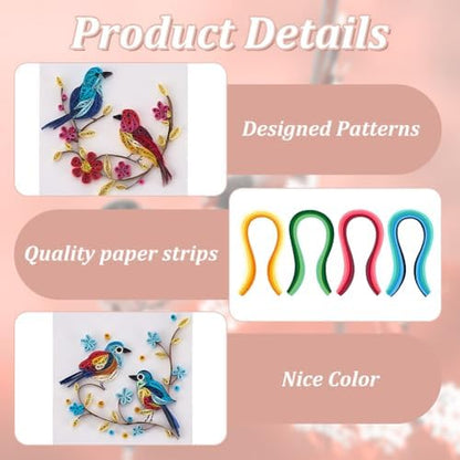 WEBEEDY 20 Sets DIY Bird Flower Quilling Greeting Card Kit Paper Quilling Kit for Adults Beginners 5 Styles Bird Love Greeting Card Making Kit with Instruction Valentine's Day Wedding Gift - Image 3
