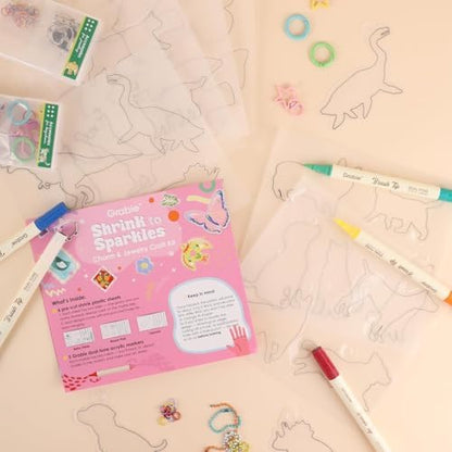Grabie Shrink Art Craft Kit of 25+ Shapes, Markers & Charms, Paws & Wings - Image 2