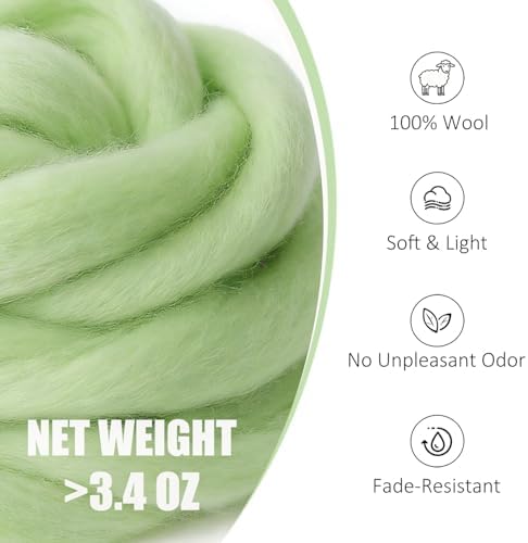 3.4oz Needle Felting Wool Sharp Green for DIY Needle Craft Enthusiasts - Image 2