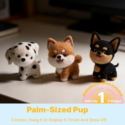 MeowPick Needle Felting Kit, Wool Felting Kit for Beginners Adults, 3 Inch Cute Dog Needle Felting Tools Set, Complete Felting Supplies, DIY Craft for Keychain Car Ornament Gift (WhiteSpotted) - Image 6