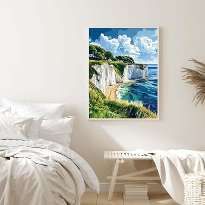 Alptiny Coastal Landscape Paint by Numbers Kit for Adults Beginner, Cliffside Beach Paint by Number Kits, DIY Seaside Oil Painting Kit for Relaxation & Home Decor, 16x20 Inch - Image 4