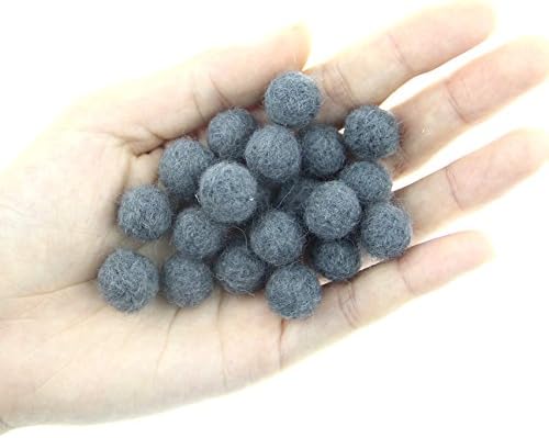Needle Felt Balls Pure Wool Beads Dry Felted Balls 15mm Handmade DIY Crafts 20pcs (Dark Grey) - Image 3