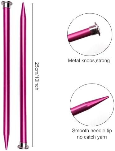 Weabetfu Aluminum Metal Knitting Needle,Colored Straight Single Pointed,10-inch Length for Handmade DIY Knitting,Size US 15(10.0mm) - Image 3