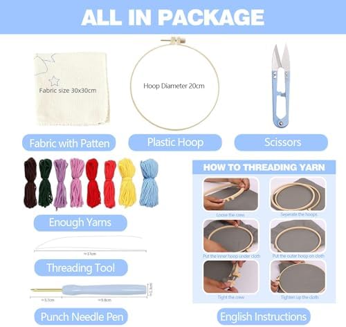 RUIQLXHANG Punch Needle Kits Adults Beginner, Cute Cartoon Highland Cow with Daisy Flower for Beginners, Punch Needle Starter Craft Set with 20cm Hoop, Perfect for Festival Gift and Decoration - Image 2
