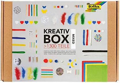 folia 935 Creative Box, Craft Box with Colourful Material Mix for Crafts and Decorating, Over 1300 Pieces by Folia