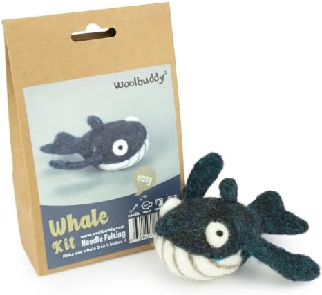 Woolbuddy Needle Felting Starter Kit (Whale) for Adults with Tool & Guide by Woolbuddy