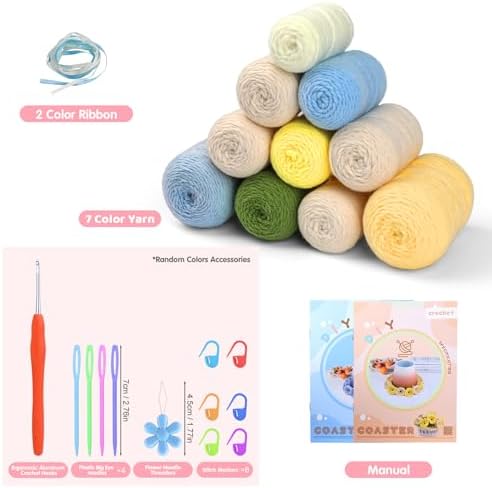 Iuuidu Crochet Kit for Beginners-4PCS Coaster Pot Crochet Flower Kit - Image 2