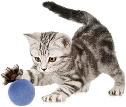 Glaciart One Felt Balls, Felt Pom Poms (10 Pieces) 4 Centimeters - 1.6 Inch, Handmade Felted 5 Colors Balls for Cats, Felting and Garland - Image 5