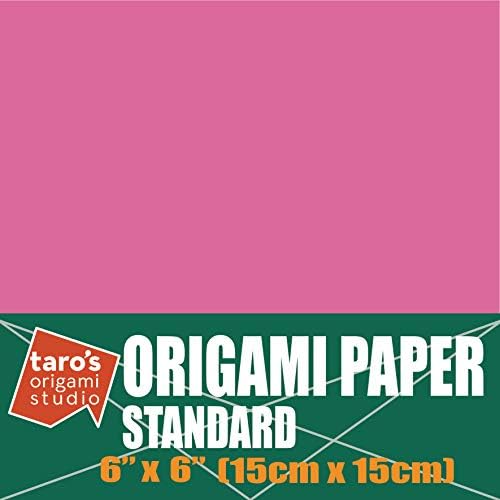 [Taro's Origami Studio] Standard 6 Inch One Sided Single Color (Pink) 50 Sheets (All Same Color) Square Easy Fold Premium Japanese Paper for Beginner (Made in Japan) - Image 2