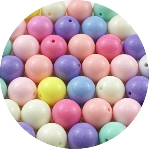 40pcs Acrylic Round Beads for Crafts 18mm Resin Candy Color Spacer Beads with Hole for Jewelry Making Sewing Crafts Decoration Necklaces Bracelets Earrings Supplies(Light Mix Colors) by Unknown