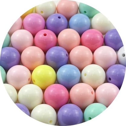 40pcs Acrylic Round Beads for Crafts 18mm Resin Candy Color Spacer Beads with Hole for Jewelry Making Sewing Crafts Decoration Necklaces Bracelets Earrings Supplies(Light Mix Colors) by Unknown