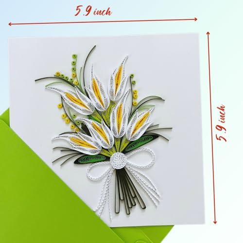 Quilling Cards, handmade card, quilled cards with Dedicated Paper, quilling birthday cards for women or all occasions: Mother's day, Greeting card, Birthday... (Lily) - Image 6