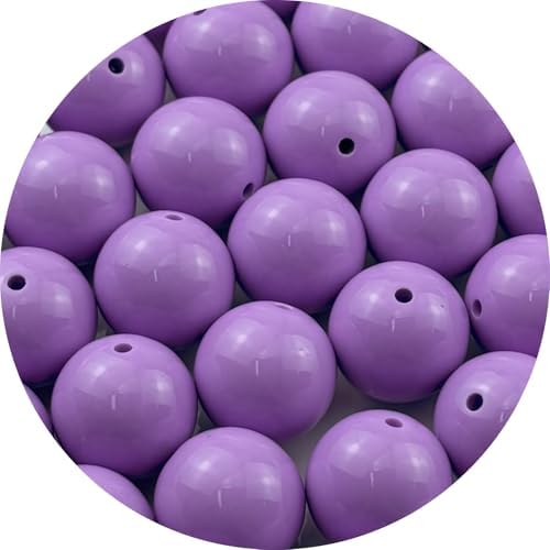 40pcs Acrylic Round Beads for Crafts 20mm Resin Candy Color Spacer Beads with Hole for Jewelry Making Sewing Crafts Decoration Necklaces Bracelets Earrings Supplies(Light Purple) by Unknown