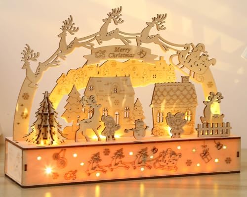 3D Wooden Puzzles for Adults 35pcs LED Light Xmas Theme DIY Wooden Assembly Kit for Teens Home Decor - Image 5